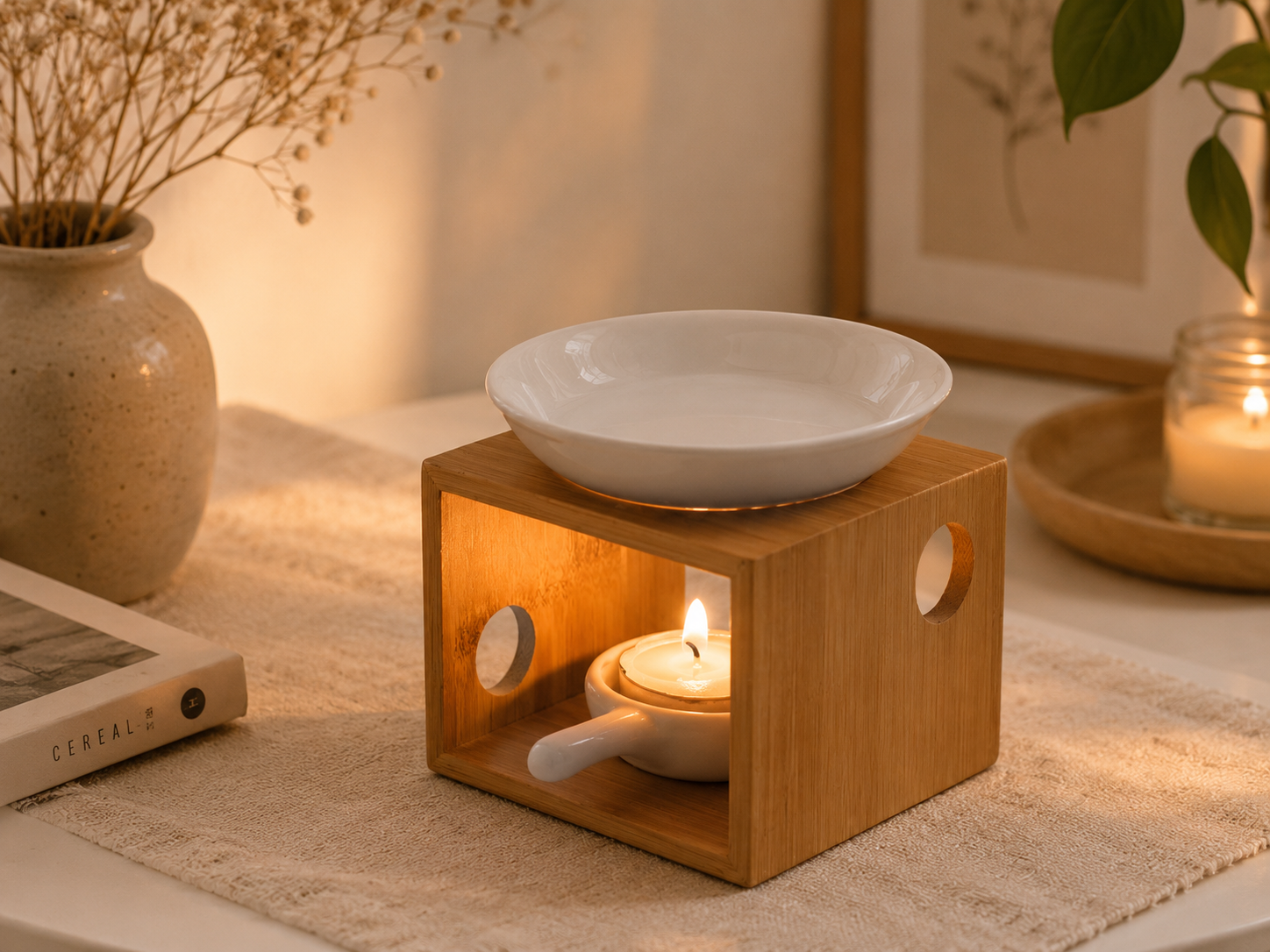 Brûleur à fondants en bambou et céramique – Image 2